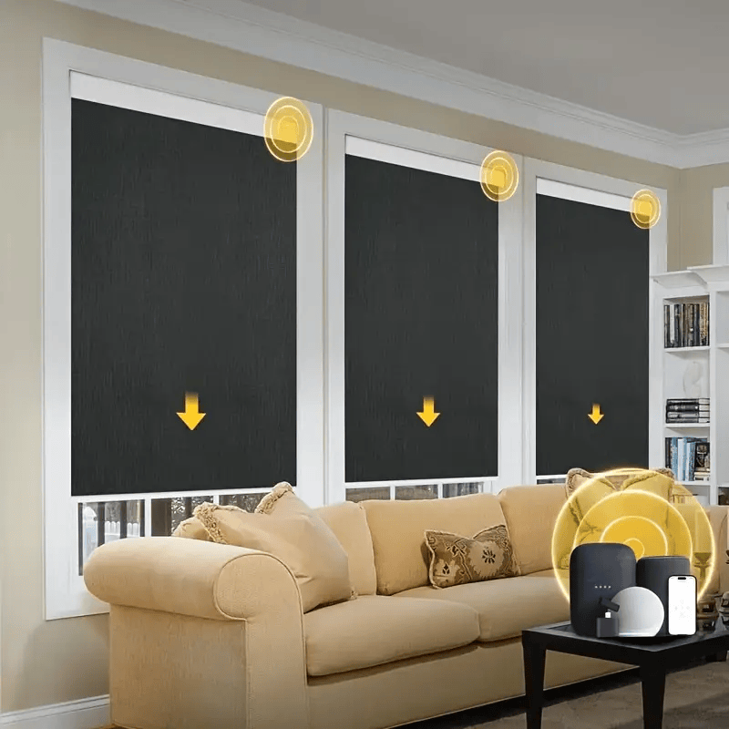 Modern interior with automated blinds